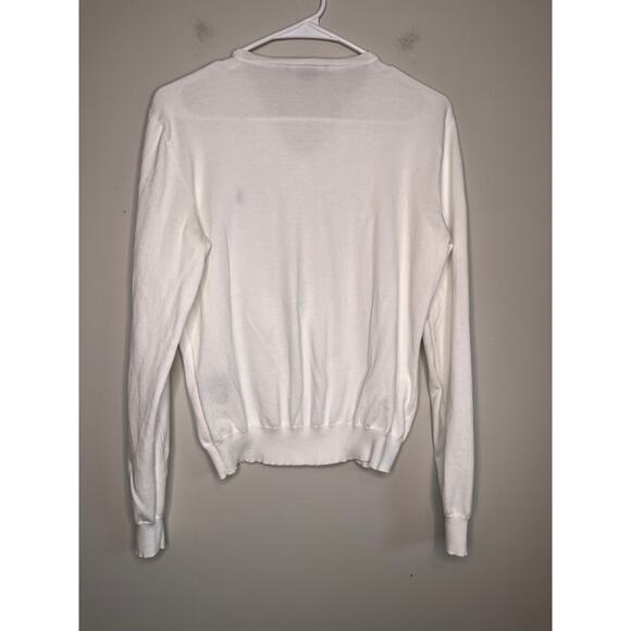 Ralph Lauren Crisp White Minimalist Old Money Capsule Office V Neck Sweater XL - Picture 6 of 7